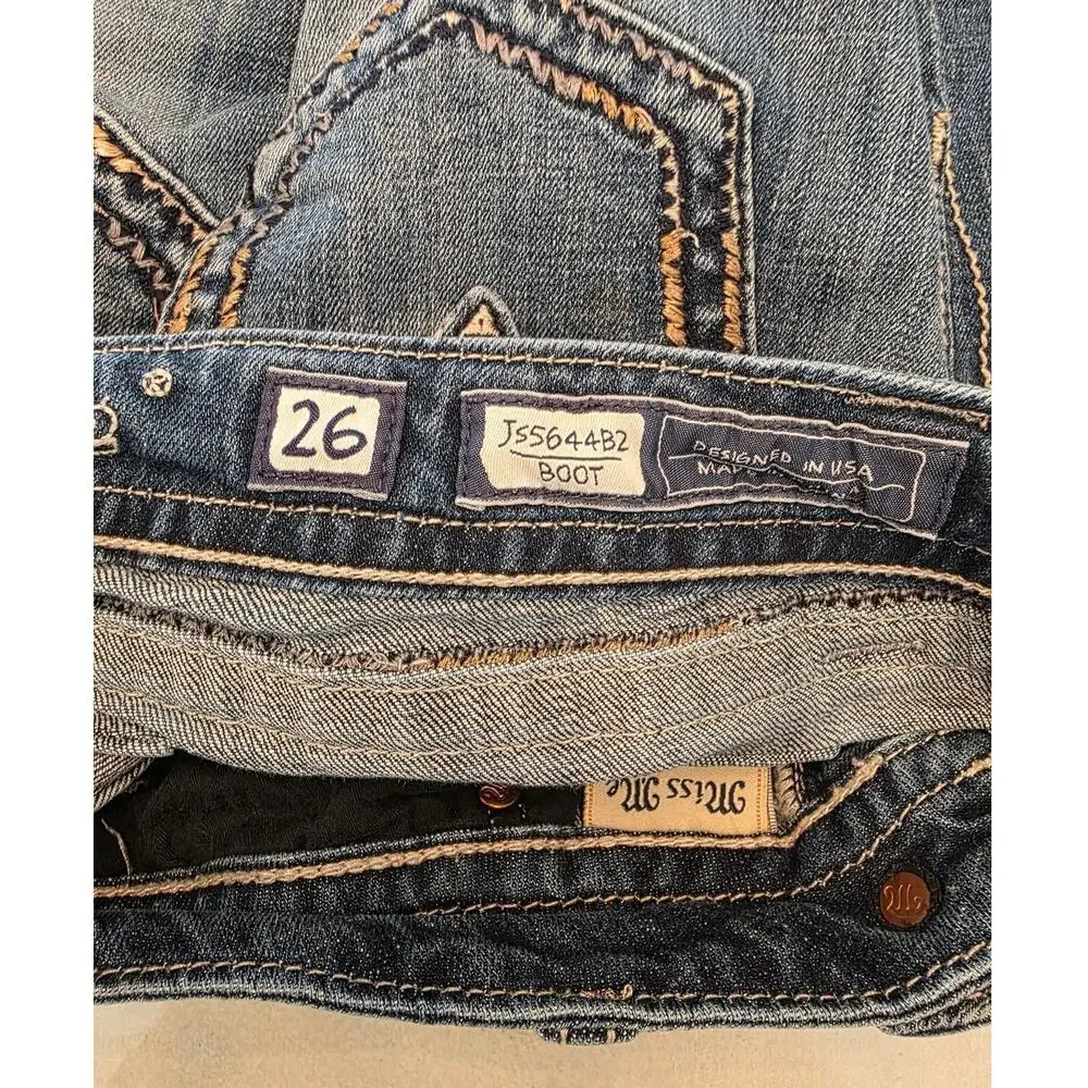 Miss Me Women's Denim Cut Off Jean Shorts Flap Pockets SZ 26 Y2K Stretch